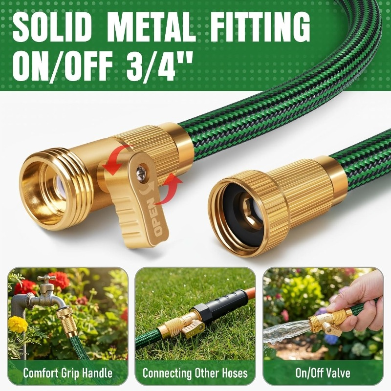 Heavy-Duty Rubber Garden Hose with 9-Function Nozzle | Non-Expandable, Kink-Resistant – 25/50/75/100FT - product image 10