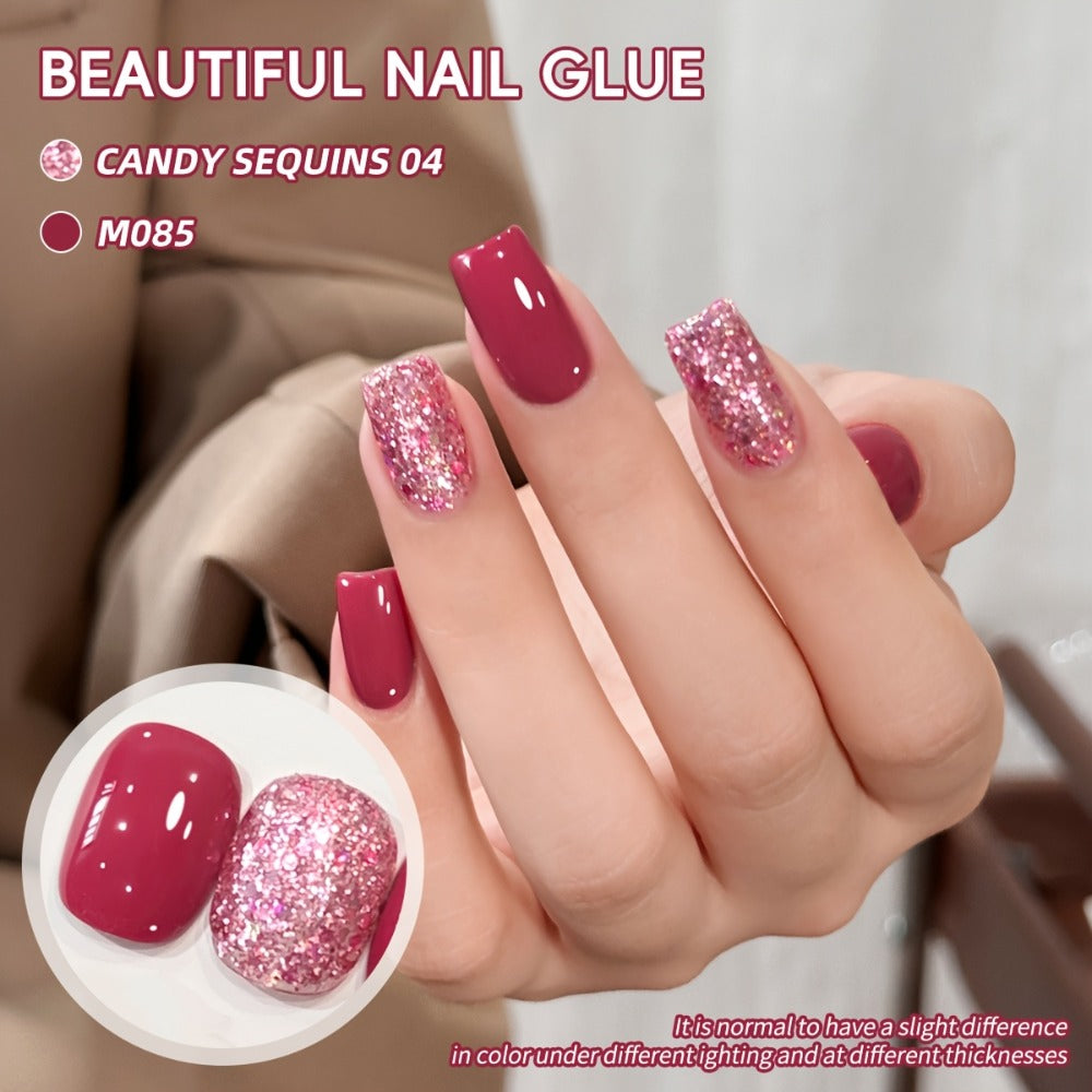 Glitter Gel Nail Polish Set 2pcs – Candy Holographic Sequin Nude Pink Sparkling Semi Permanent Soak Off UV LED Nail Art Varnish Manicure Kit for Women - product image 3