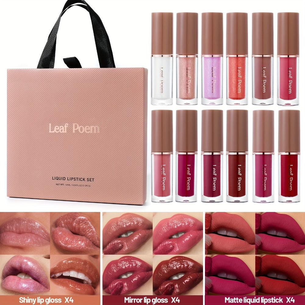 12-Piece Velvet Matte Lipstick Set Mirror Finish Long-Lasting Waterproof High Pigment — Smooth Paste Multi-Shade Lip Makeup Transfer-Resistant All-Day Wear Holiday Gift Set Women - product image 2