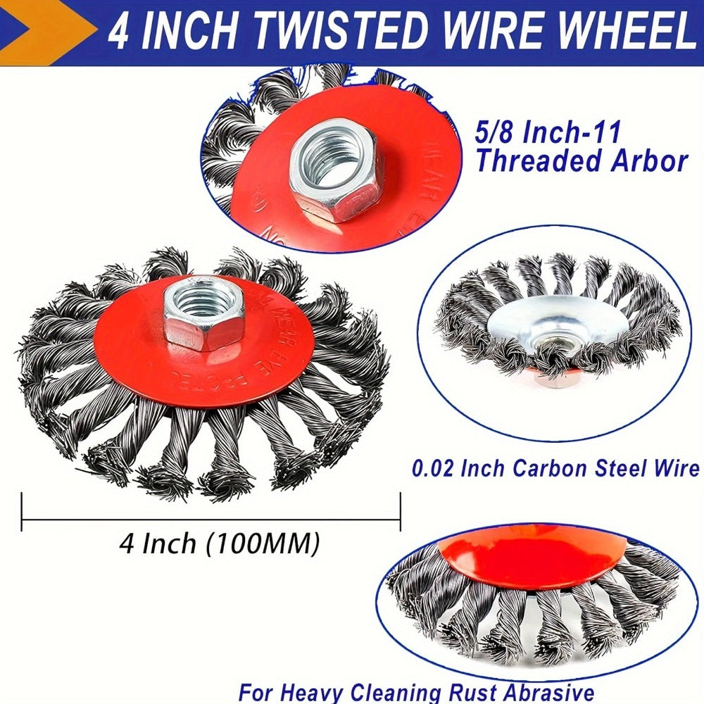 Wire Wheel Cup Brush 4 Inch Stainless Steel for Angle Grinder 2 Pack Metal Cleaning Rust Removal Paint Stripping Weld Cleaning Tool for DIY Professional Mechanics Craftsmen - product image 7