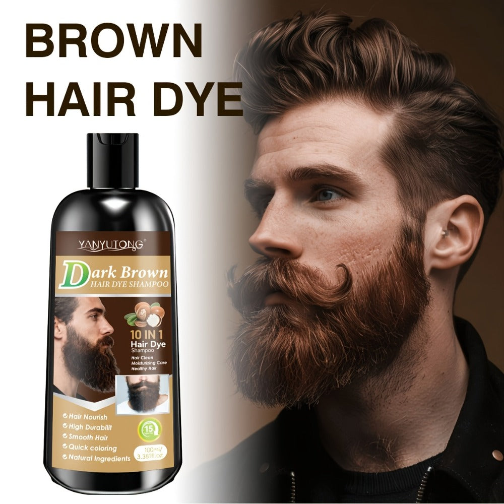 Color Shampoo for Beard & Hair — Natural Plant Dye Formula, Ammonia-Free Quick Gray Coverage, Gentle Scalp-Safe Conditioning Hair Color Shampoo | 3.38oz | Black, Dark Brown & Chest - product image 9