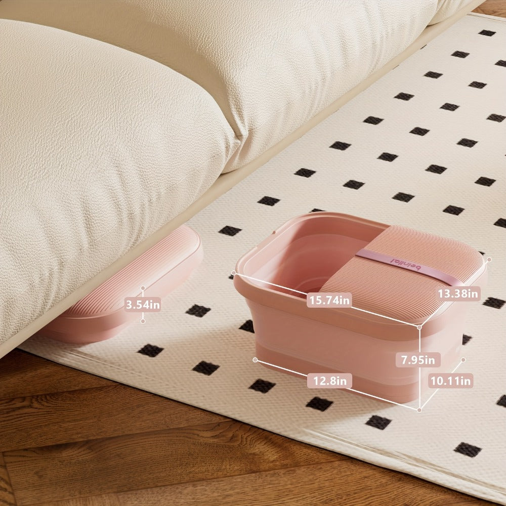 Collapsible Foot Bath Spa Massager with Heat Bubble Jets Massage Rollers LED Light Foldable Pedicure Foot Soak Tub Built-In Scrubber Home Use Gift for Women - product image 4