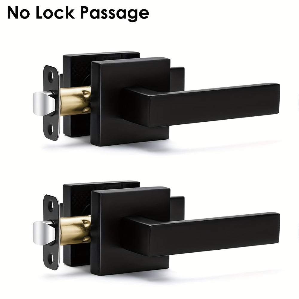 Matte Black Square Door Handle Set – Interior Passage Door Knob for Hall & Closet, Heavy-Duty Left & Right Hand Compatible, Modern Hardware - product image 15