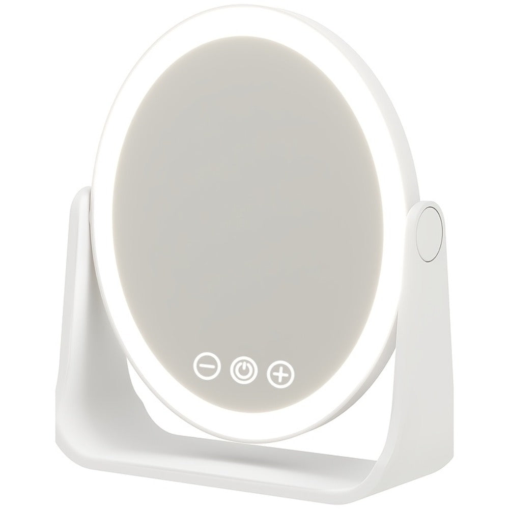 Portable LED Makeup Mirror Folding with Touch Screen - USB Rechargeable Vanity Mirror, Tri-Color Dimmable Lighting, Travel Desk Tabletop, Square or Round Shape, Pink or White, Cord - product image 9