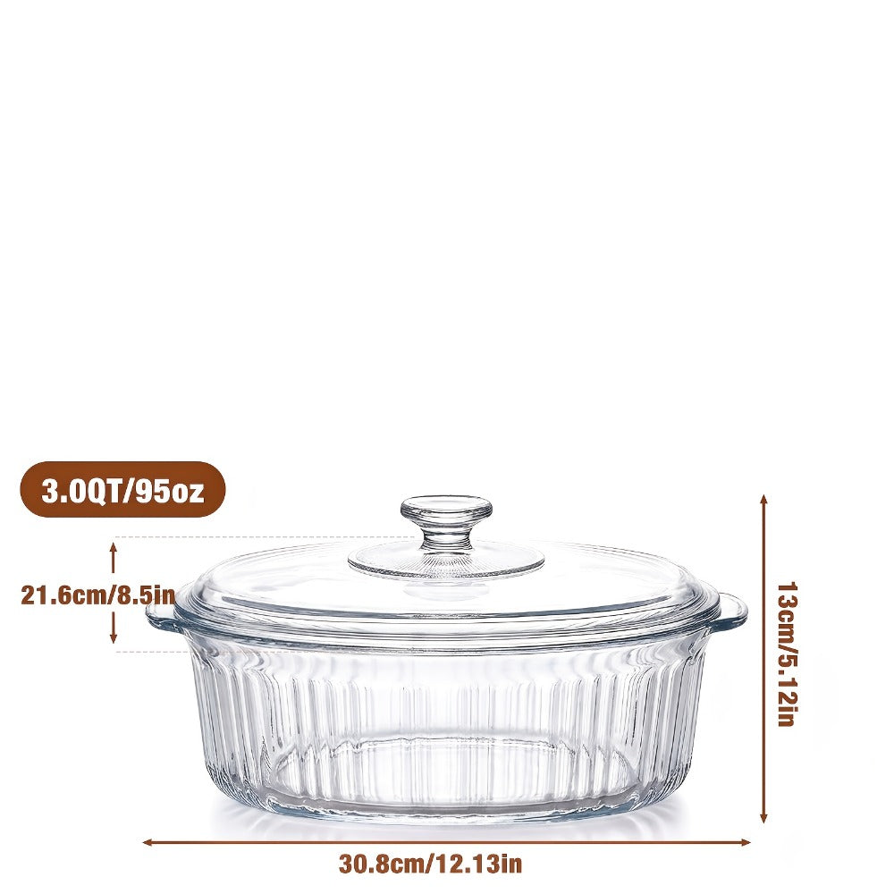 Borosilicate Glass Baking Dish with Lid 96oz – Oval Casserole Pan Microwave Oven Fridge Safe | Multi-Use for Baking, Meal Prep, Grilled Fish, Salad & Food Serving | Kitchen Bakewar - product image 3
