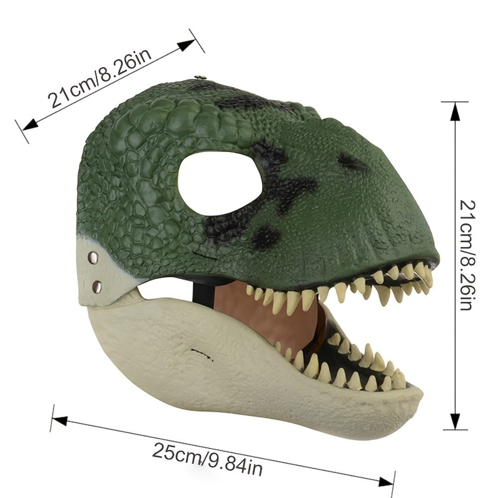 Breathable Natural Rubber Halloween Costume Prop for Cosplay, Role Play, Pranks & Parties, Orange Gray Green, Gift for Adults & Teens | Realistic Dinosaur Latex Full Head Mask with Openable Mouth