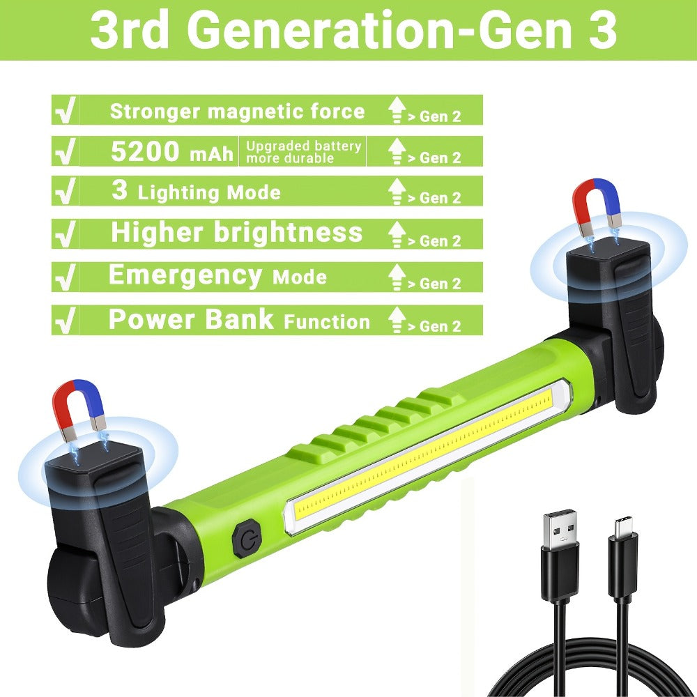 LED Work Light 2500LM Rechargeable Magnetic Underhood Inspection Light with 5200mAh Battery & Hooks – Cordless Portable Work Lamp for Mechanics, Car Garage, Workshop & Emergency Us - product image 9