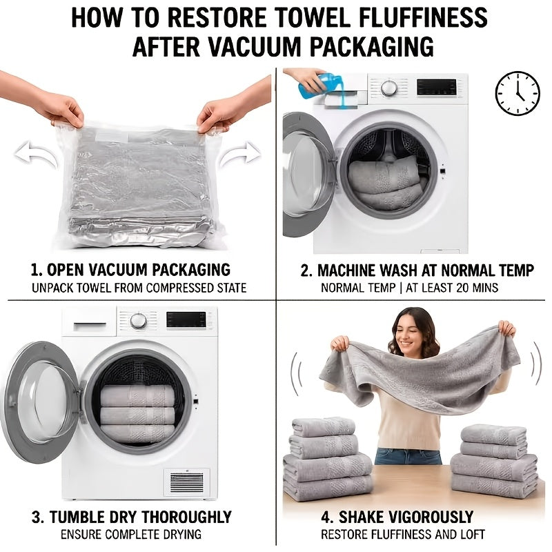 24 pcs Bath Towel Sets, Solid Color Cotton Blend Bathroom Towel, 8/4 Bath Towels +4/2Hand Towels + 12/6Washcloths, Multiple Colors Available, Soft and - product image 10