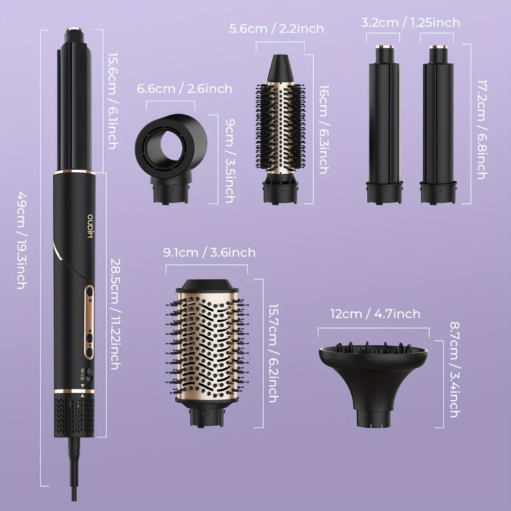 Hot Air Brush 6-in-1 Negative Ion Hair Dryer Brush & Styler 110000 RPM High-Speed Blow Dryer with Curling Iron Straightener Auto-Winding Curler Foldable Handle Storage Bag - product image 4