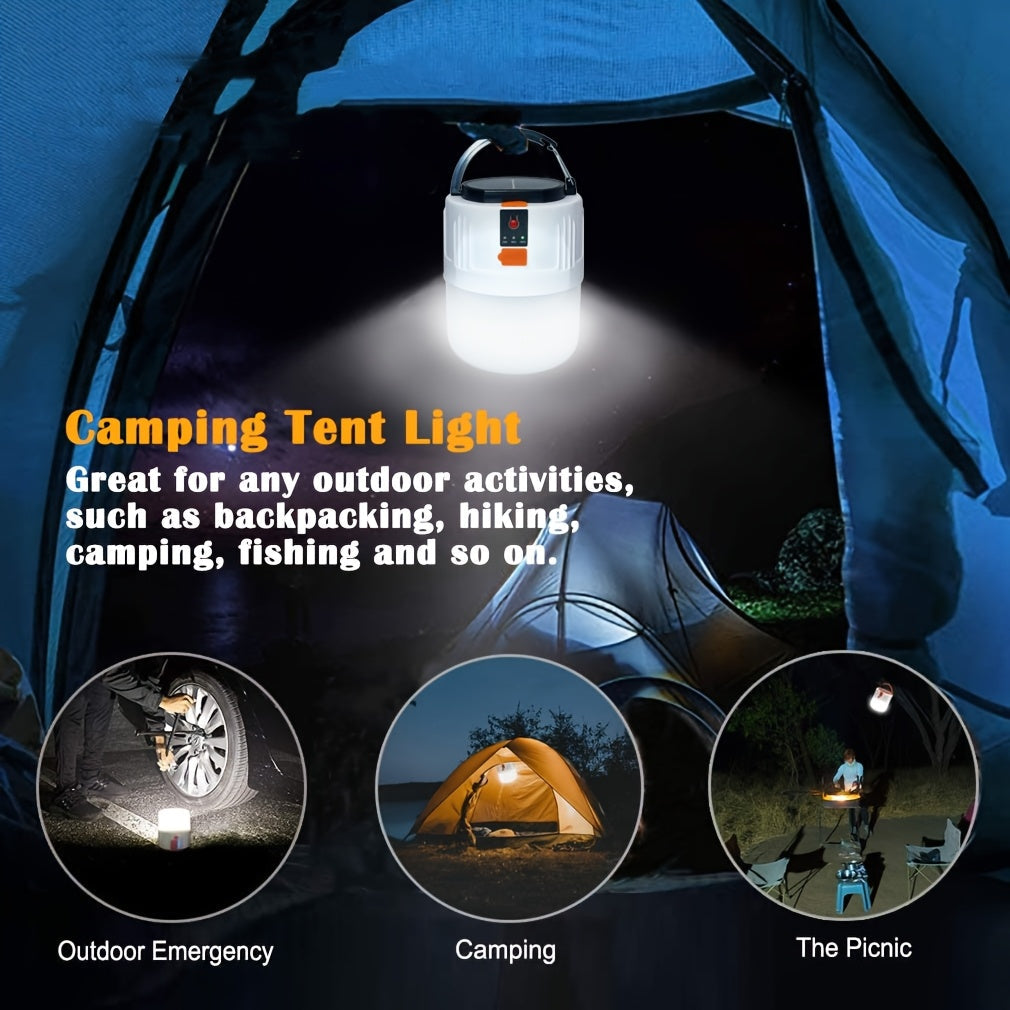 LED Camping Lantern Rechargeable, 1200mAh Solar Panel & USB Charging, 3 Lighting Modes, Lightweight Tent Light for Power Outage, Emergency, Hurricane & Car Repair | Travel-friendly Solar Lantern 4-Pack