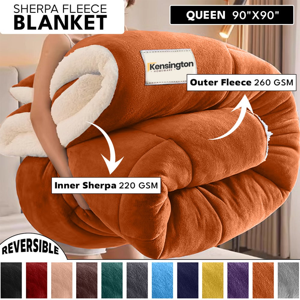 480GSM Sherpa Fleece Blanket – Double-Sided Heavy Warm Throw for Couch, Bed & Travel, Reversible All Season, 13 Colors, 3 Sizes - product image 73