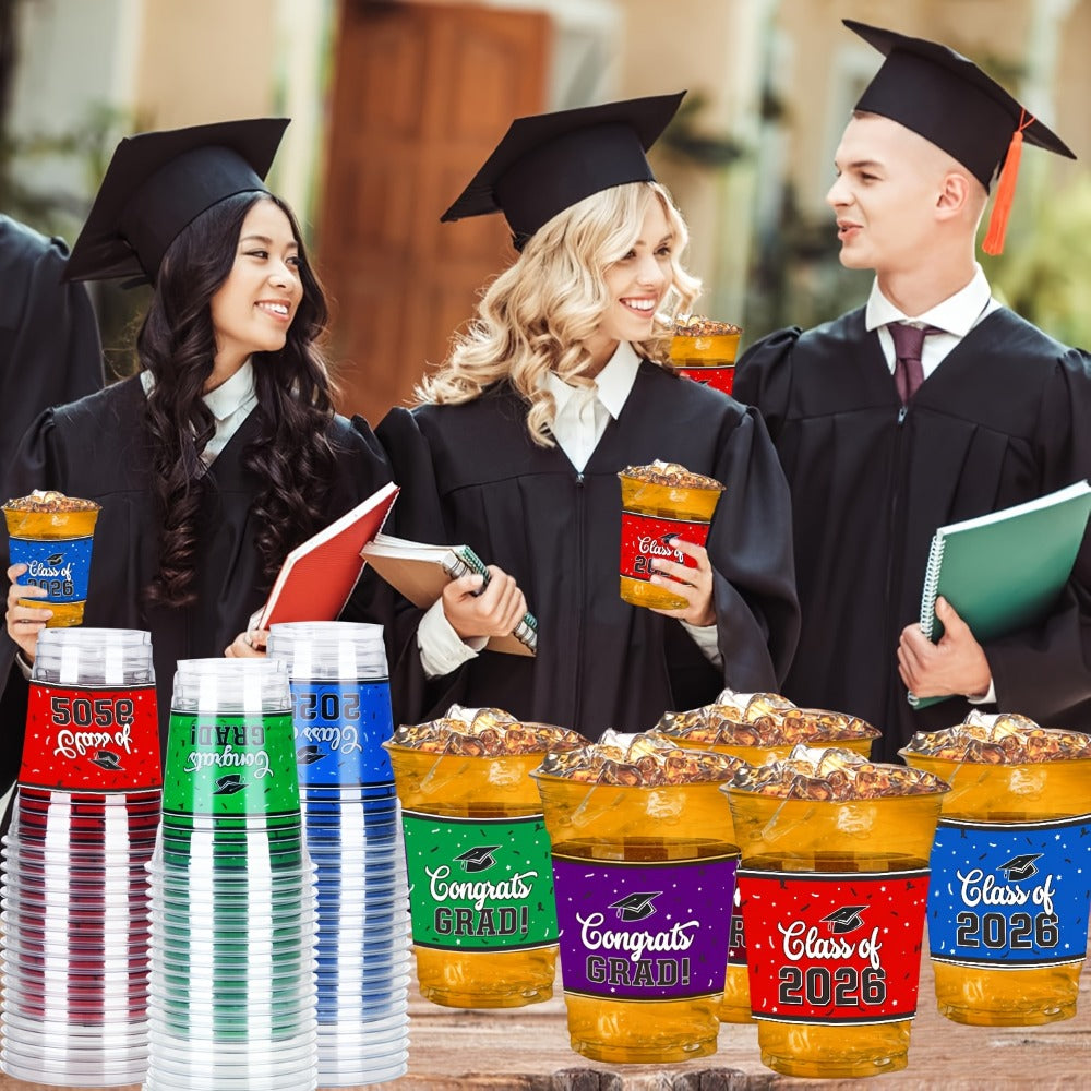 2026 Graduation Party Cups in Black Red Blue Green Purple Maroon for Graduation Ceremony, Reception, Celebration & School Color Party Drinkware Bulk - product image 9