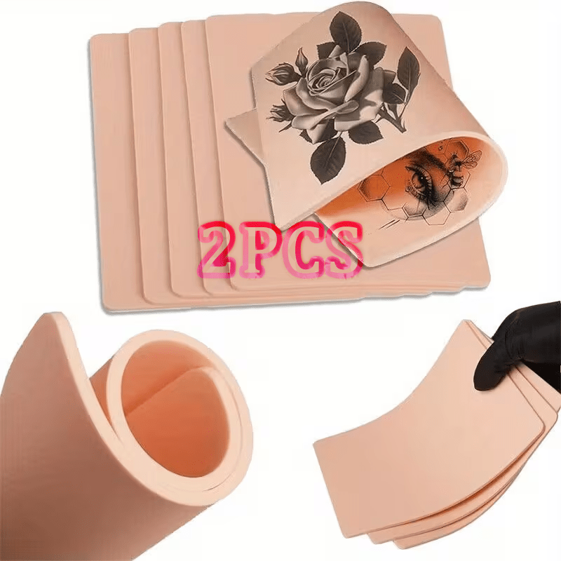 Tattoo Practice Skin Silicone Double-Sided — Flexible Fake Skin 1mm, Realistic Curvature for Tattoo Artists, Beginners, Eyebrow & Lip PMU Training, Pink & Yellow - product image 19