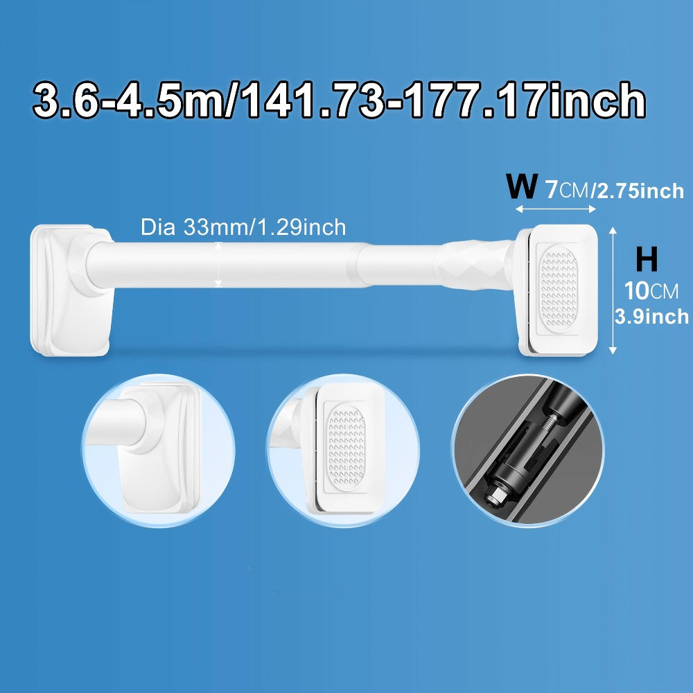 Telescopic Curtain Rod No Drill 15.75"-196.85" Adjustable Shower Curtain Rod 33mm for Large Windows - product image 27