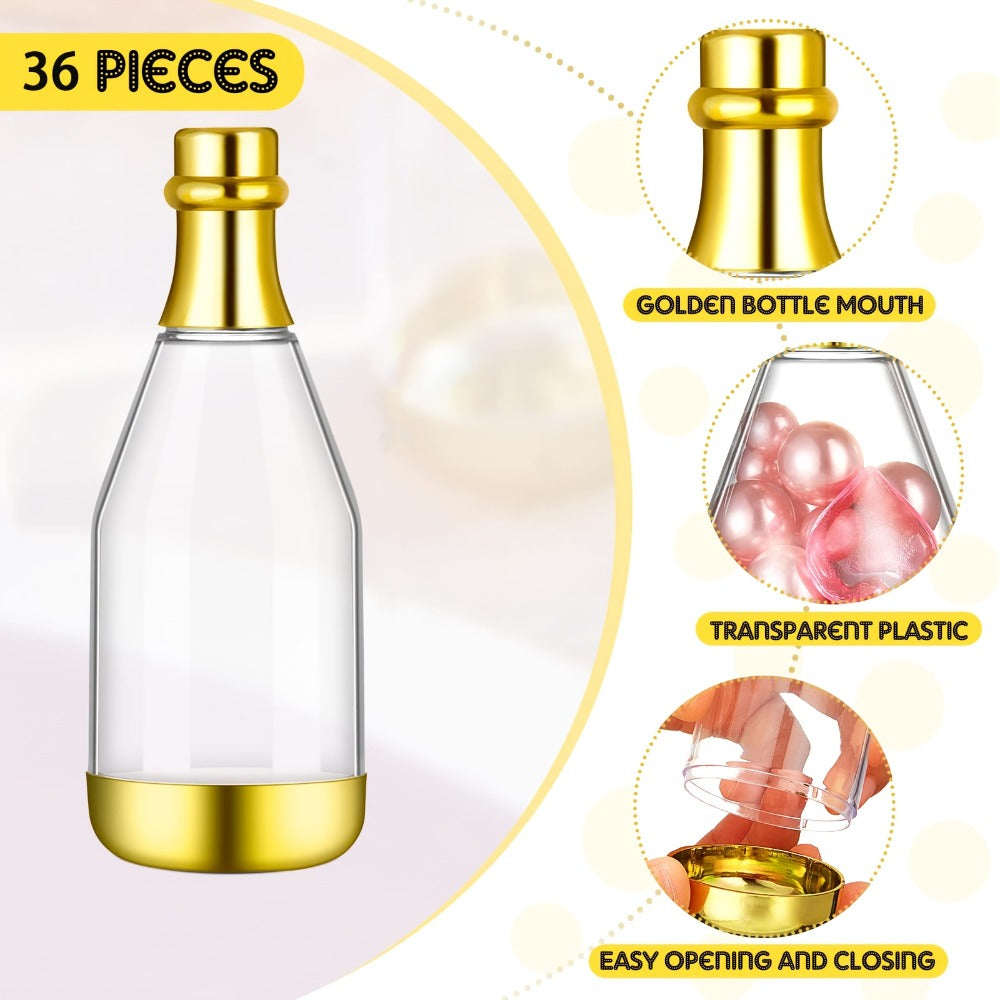 Mini Champagne Bottles Party Favors 36-Piece | DIY Candy Bottles Clear Golden Plastic Containers for Baby Shower Bridal Shower Wedding Birthday Gifts - product image 6