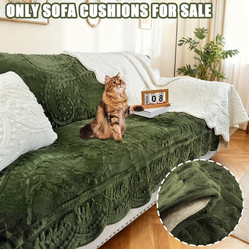 Faux Rabbit Fur Sofa Cover Thickened Quilted Plush Warm Non-Slip Machine Washable Pet Friendly Breathable Sofa Cushion for Living Room Bedroom Office - 2 3 Seater Large - product image