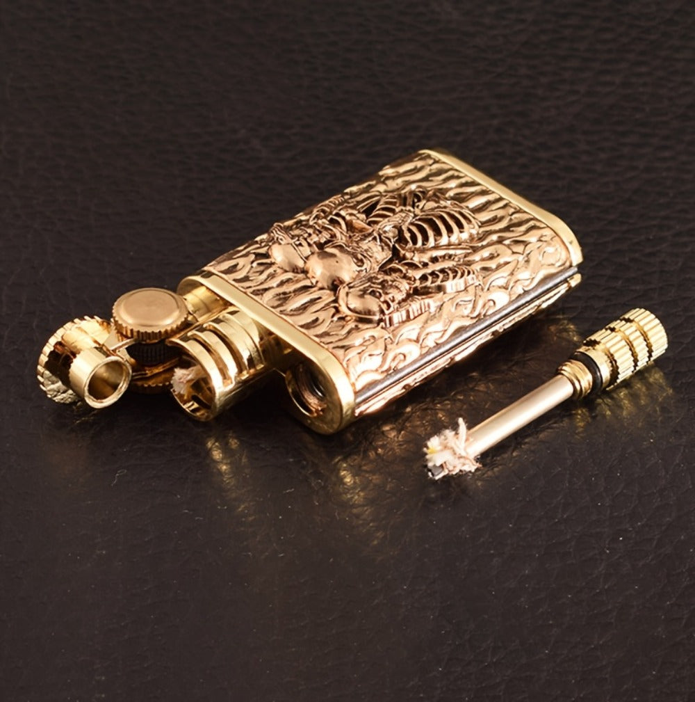 Kerosene Lighter 2-in-1 Permanent Match Flint Wheel Refillable – Golden Windproof Pocket Lighter with Built-In Match Strike, Unique Gift for Men, Father’s Day & Outdoor Use - product image 9