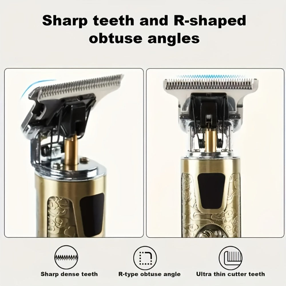 Beard Trimmer for Men USB Rechargeable Zero Contour Precision Edger Lithium Battery — Hair Clipper with Limit Comb ABS Body for Beard Facial Hair Body Grooming, Gold Black Bronze H - product image 10