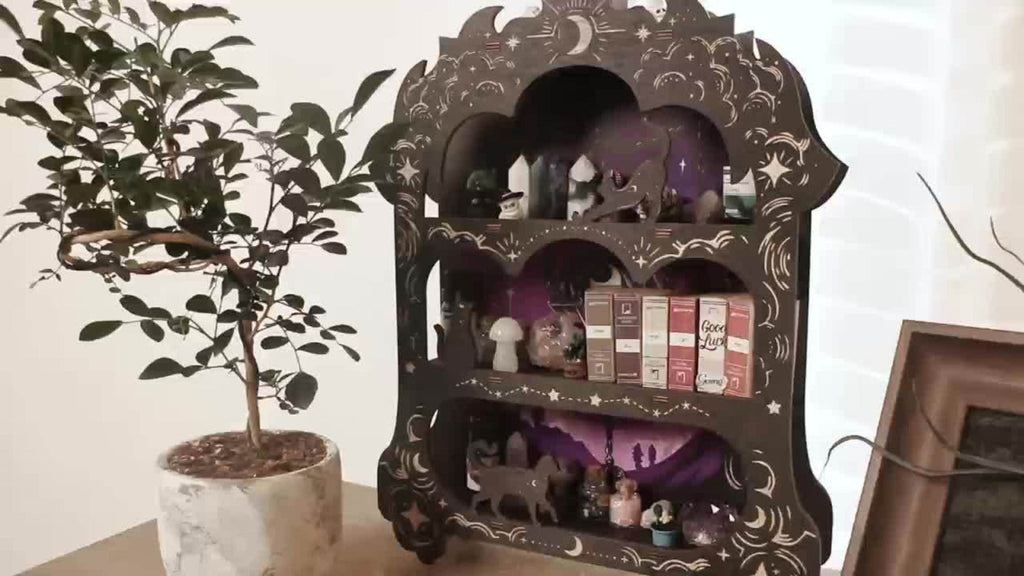 Wooden Floating Shelf for Crystals - Wall Mounted Crystal Display Shelf Rock Gem Stone Storage Organizer Essential Oil Holder Wicca Meditation Spiritual Home Decor Gift - product image 11