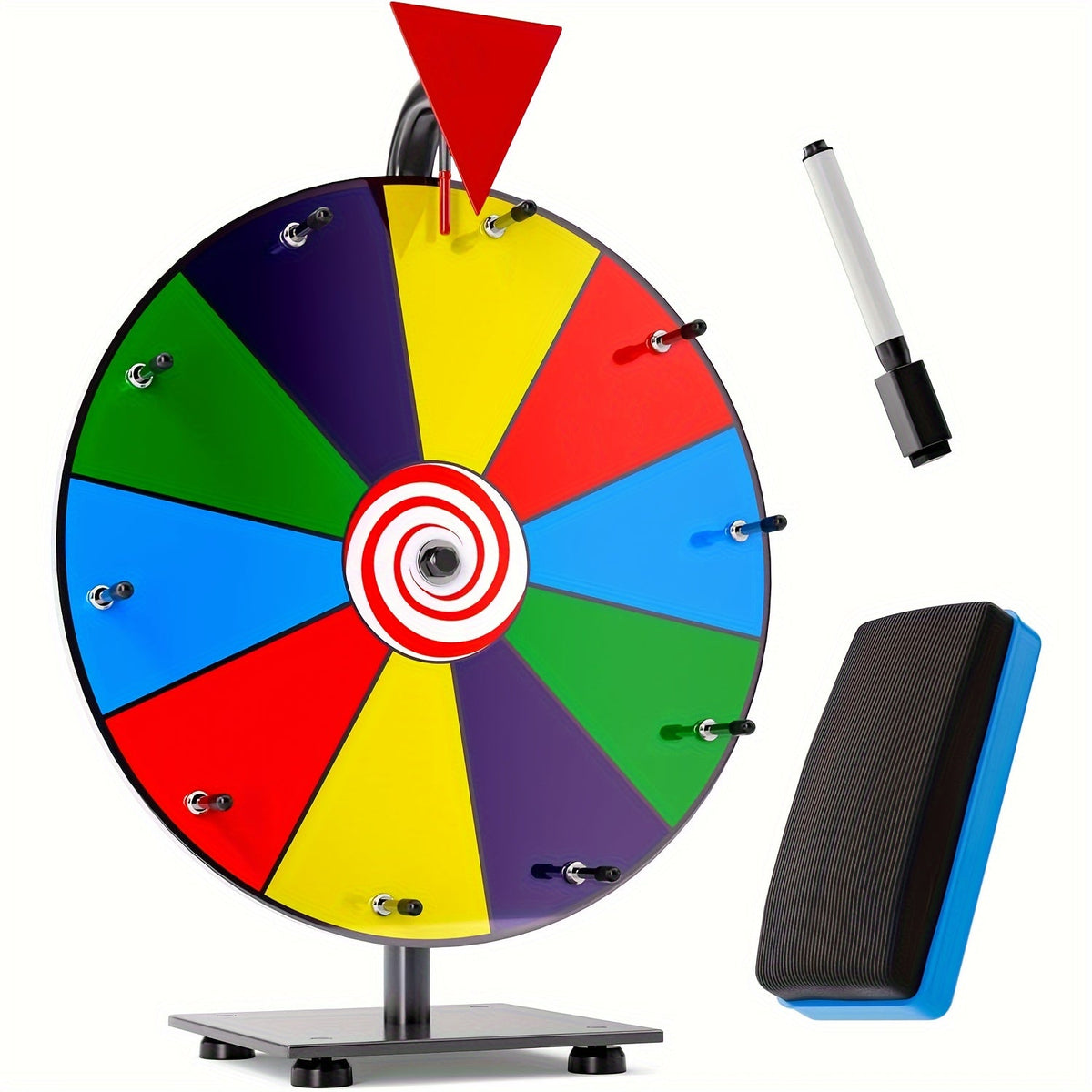 Spinning Prize Wheel 10 Inch – Rotating Game Wheel for Party Games, Family Game Night, Classroom Activities, Prizes, Questions & Challenges, Fun Interactive Spin Wheel