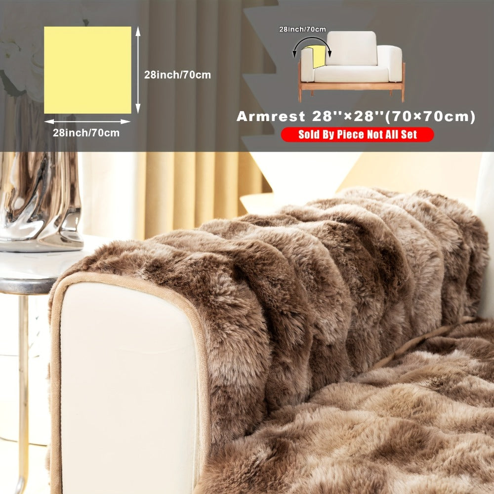 Plush Sofa Cover Faux Lamb Thick Fluffy Couch Slipcover Pet Friendly Machine Washable Gradient Color Polyester Furniture Protector for Armchair Single Double Triple Sofa Living Roo - product image 24