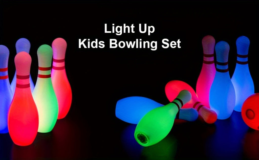 Kids Glow Bowling Set 12 Piece Light-Up Pins & Balls 10 Pins 2 Balls 7.87 Inch Indoor Outdoor Toddler Game Active Play Birthday Gift Boys Girls Ages 3+ for - product image 7
