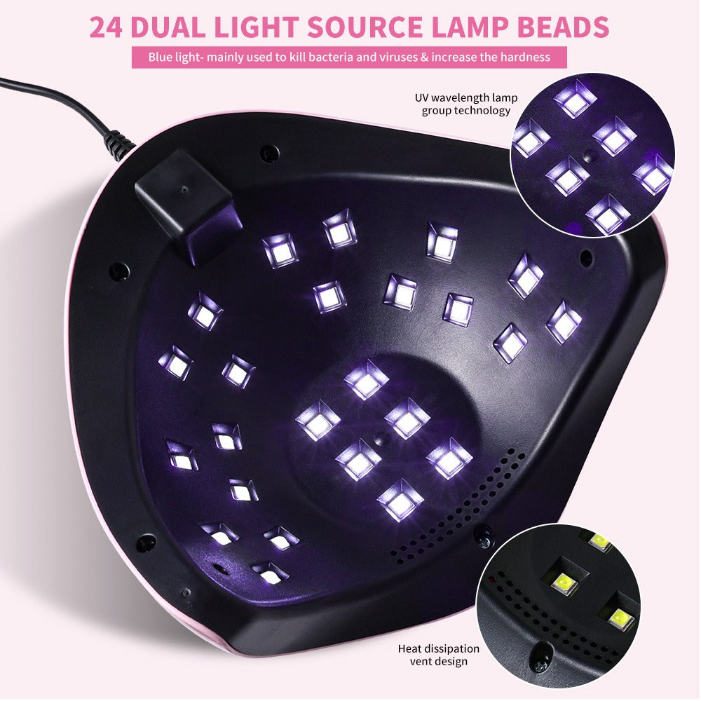 LED Nail Lamp Professional LCD Display Auto Sensor 4 Timer Settings USB Powered Instant Gel Polish Curer No Adapter Needed for Home Salon Manicure Pedicure DIY Nail Art Pink White - product image 8