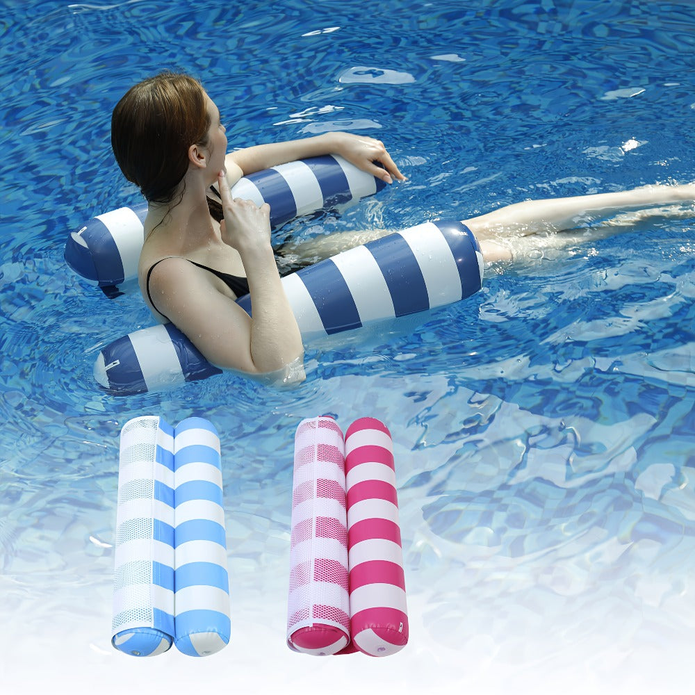 4-in-1 Inflatable Pool Float Hammock 2-Pack for Adults | Floating Bed, Lounge Chair, Drifter & Saddle, Striped Water Hammock for Swimming Pool Lake Beach - product image 3