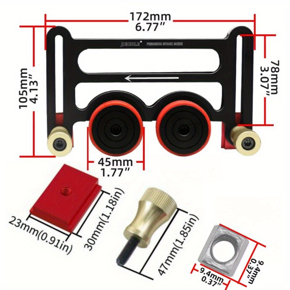 Feather Board Roller Guide for Table Saw – Aluminum Alloy One-Way Safety Stock Feeder with T-Track Mount, Anti-Kickback Woodworking Press Guide Tool - product image 4