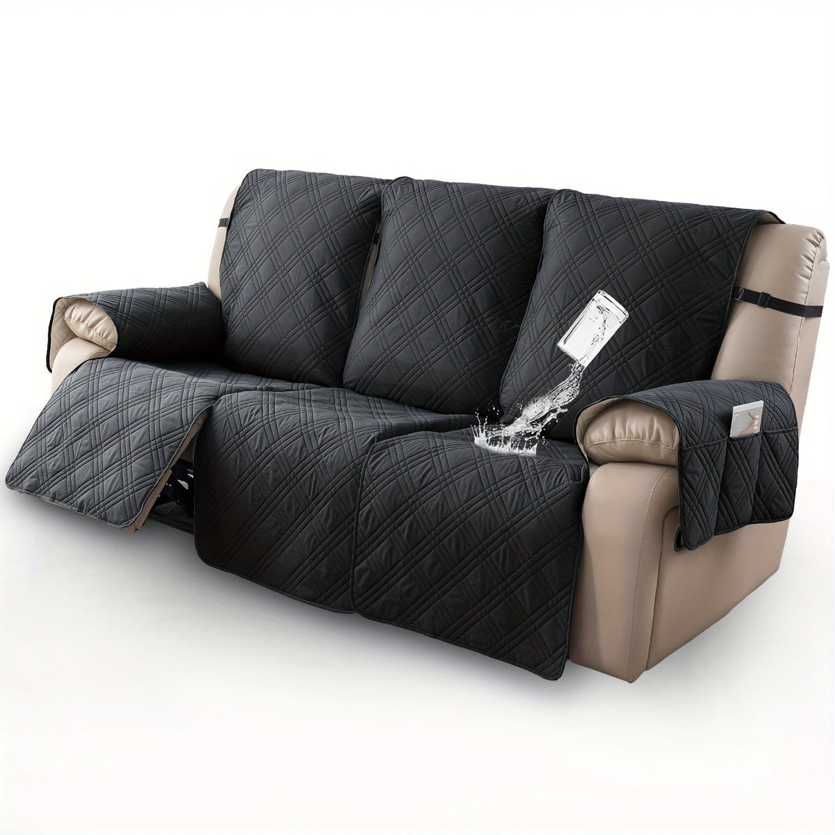 Waterproof Recliner Slipcover 3pcs Set | Non-Slip Quilted Elastic Recliner Chair Cover, Furniture Protector for Living Room Bedroom Office, 8 Colors - product image 19