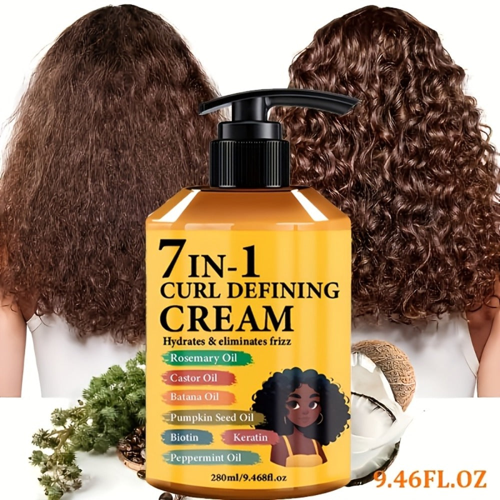 Curl Defining Cream 7-in-1 Frizz Control 2pcs Set 9.468fl oz — Long-Lasting Hold Moisturizing Non-Greasy Hair Styling Cream for Wavy Curly Normal Hair Bouncy Defined Curls Unisex A - product image 7