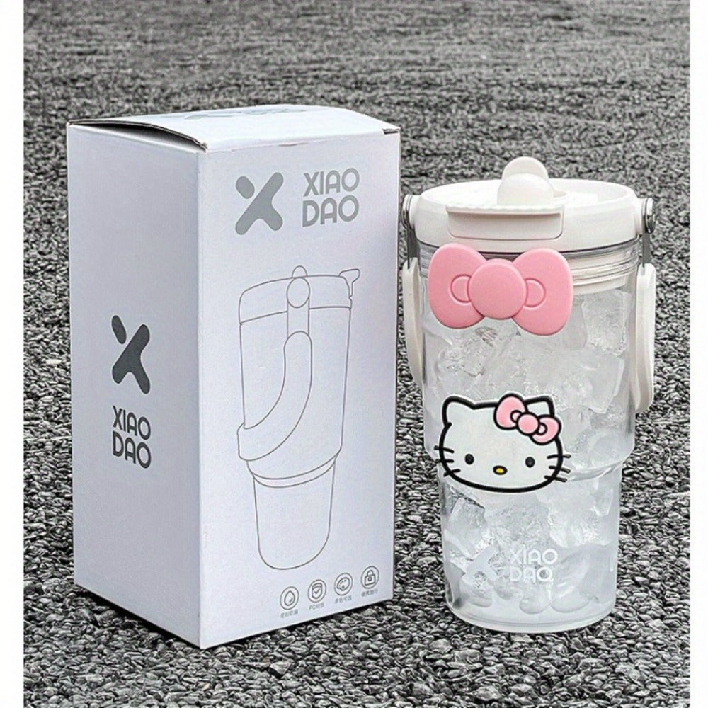Hello Kitty Water Bottle with Straw 30 Oz – Large Capacity Cartoon Tumbler for Women & Girls – Portable Outdoor Sports Cup with Bow & Sticker – Cute Kawaii Plastic Drinkware Gift - product image 10