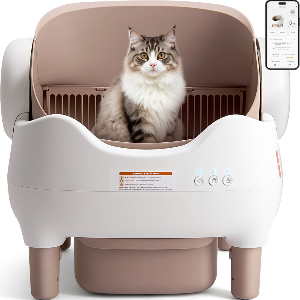 App Control, Open-Top Design, 10L Waste Bin, Ultra-Quiet <20dB, Infrared Safety Sensors, Kitten Mode for Multi-Cat Homes – Smart Self-Cleaning Cat Litter Box - product image