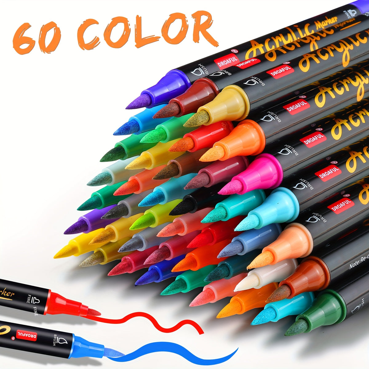 108/72/36 Color Acrylic Paint Markers | Dual Tips, Water-Based, Non-Toxic & Odorless, Suitable For Rock, Fabric, Metal, Glass, Wood, Canvas, Ceramic, Plastic - product image 2
