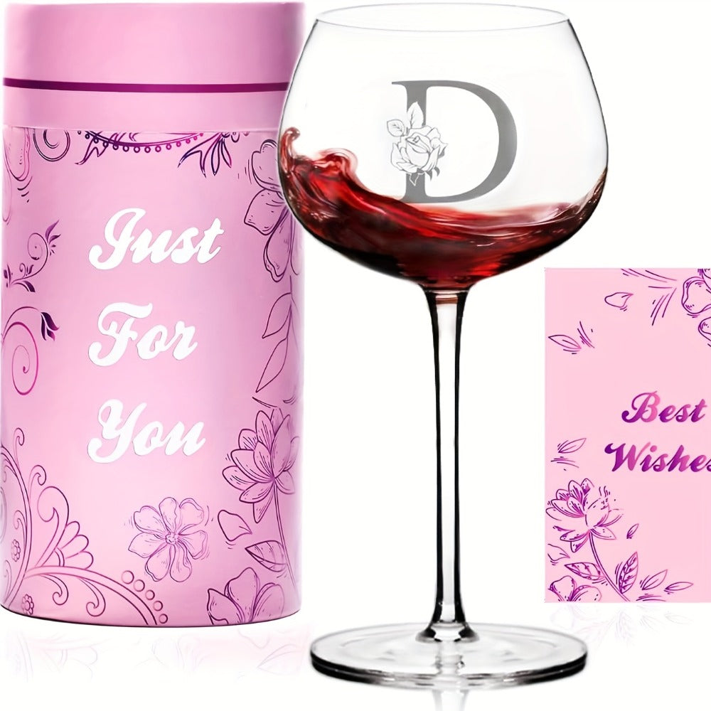 Personalized Wine Glass Gift for Women – A-Z Initial Letter Monogrammed Wine Glass with Gift Box & Greeting Card – Unique Birthday, Christmas & Mother's Day Gift for Mom, Best Frie - product image 9