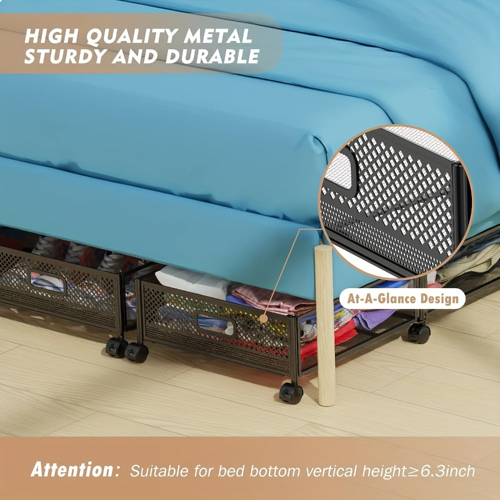 Under Bed Storage Containers with Wheels & Handles – Shoes, Clothes, Blankets Organizer - product image 12