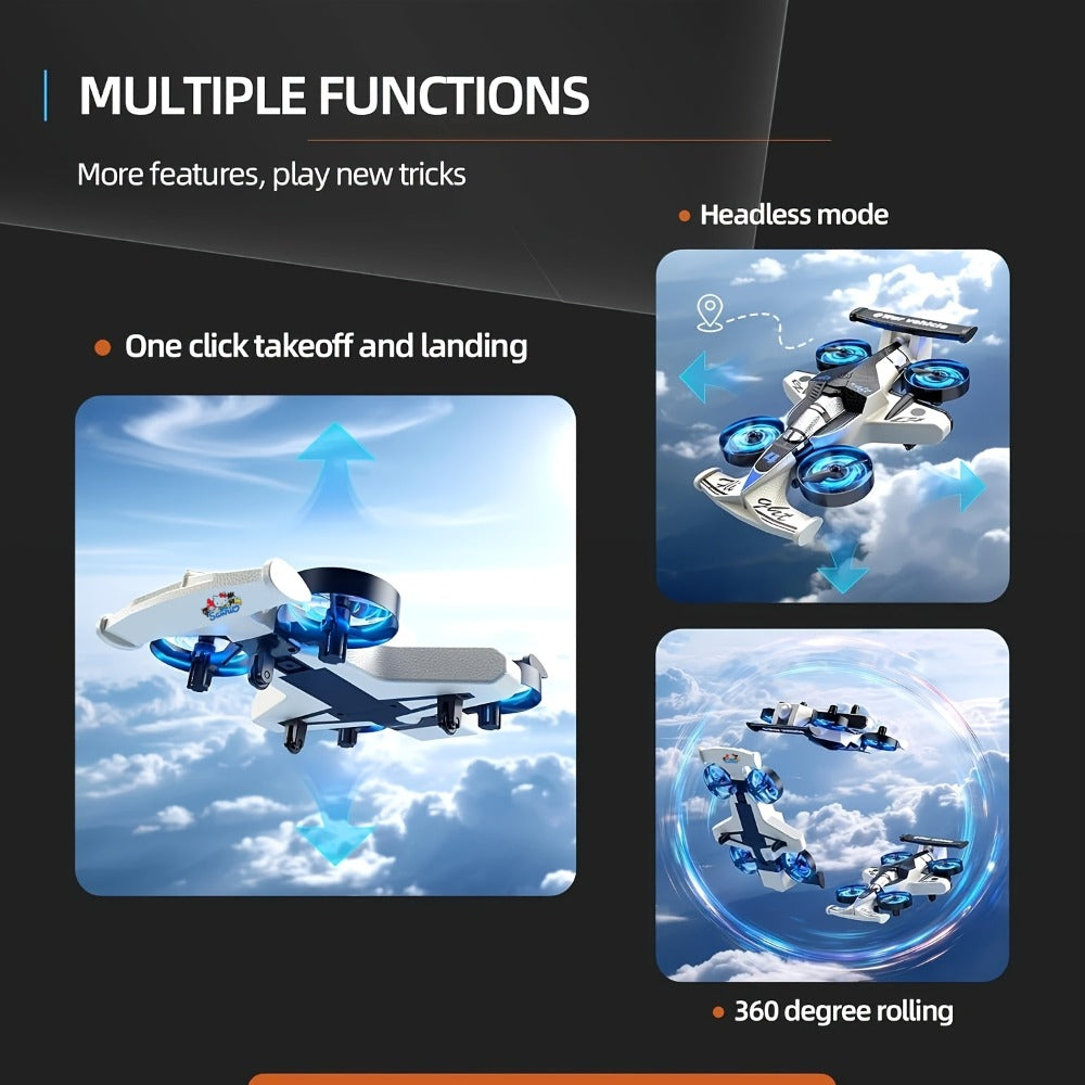 2-in-1 Remote Control Racing Car & Quadcopter One-Key Takeoff 360° Aerial Flips Stable Hover Durable Foam Body Indoor Outdoor Gift for Boys Girls Age 6+ Red - product image 8
