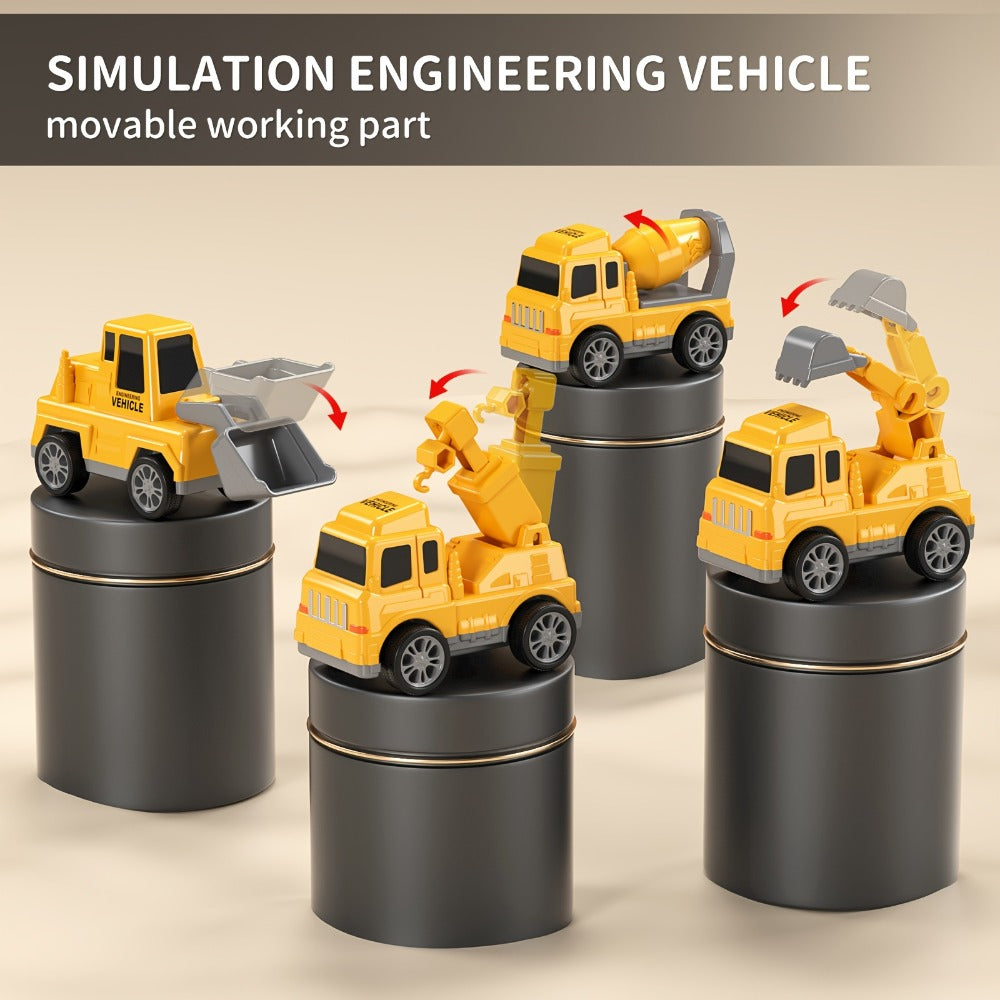 Construction Carrier Truck Toy Set for Kids Ages 3-7 | Large Transport Truck with 4 Mini Engineering Vehicles Excavator Crane Cement Mixer Bulldozer Friction - product image 5