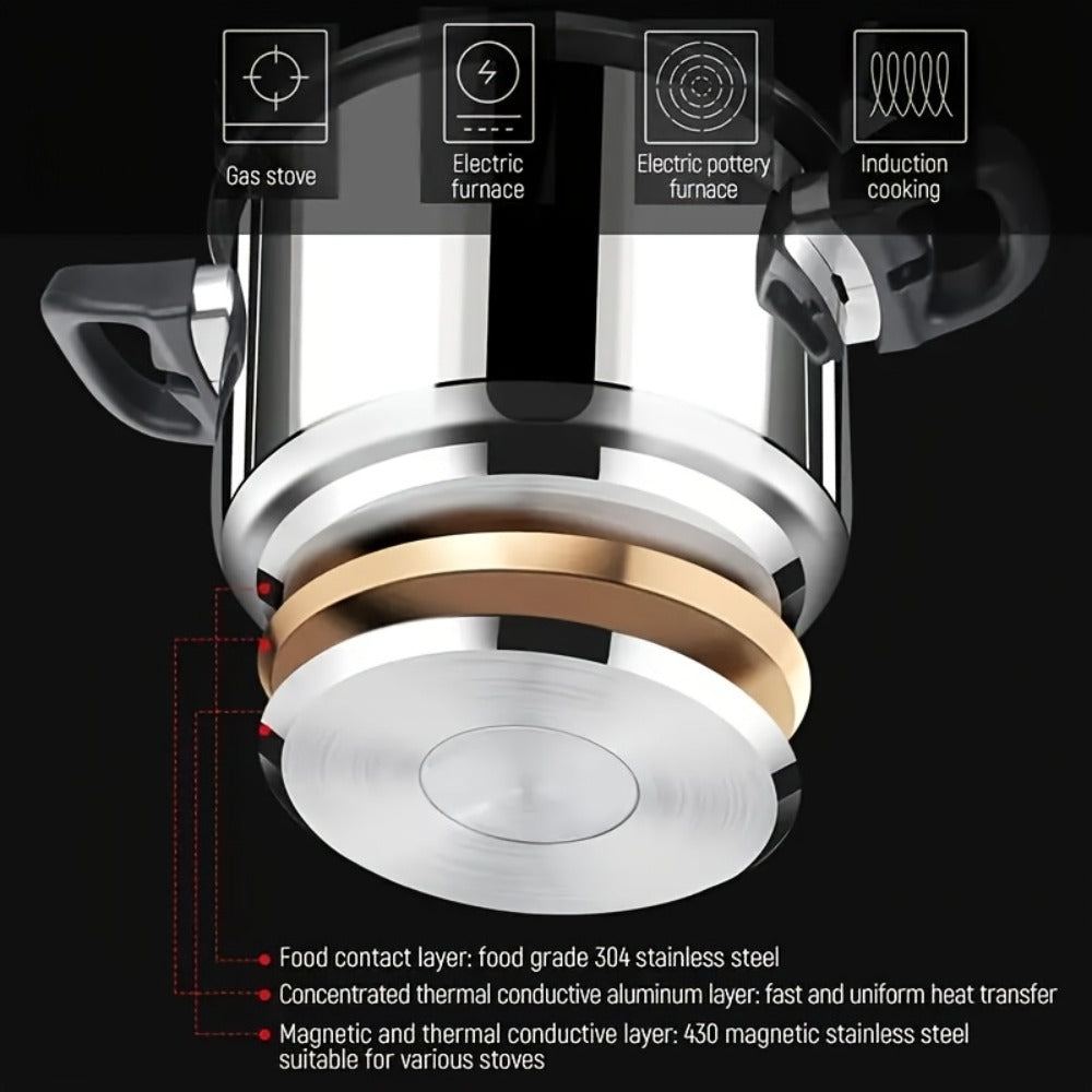 Stainless Steel Quick Cooking Pot with Lid Large Capacity – Food-Grade Non-Stick Scratch-Resistant Saucepan | Induction & Gas Stove Compatible Stew Soup Pot Even Heating Kitchen Co - product image 8