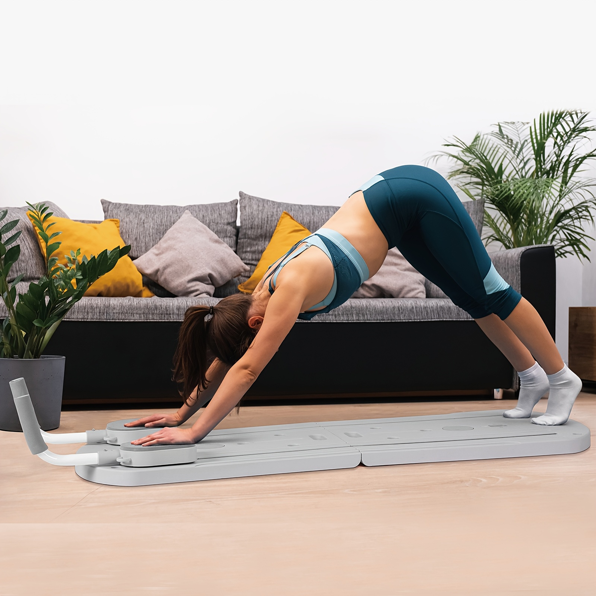 350LB Capacity, PP Anti-Distortion, Collapsible with Resistance Bands & Non-Slip Feet for Shoulders, Abs & Full Body Strength Training – Home Pilates Training - product image 11