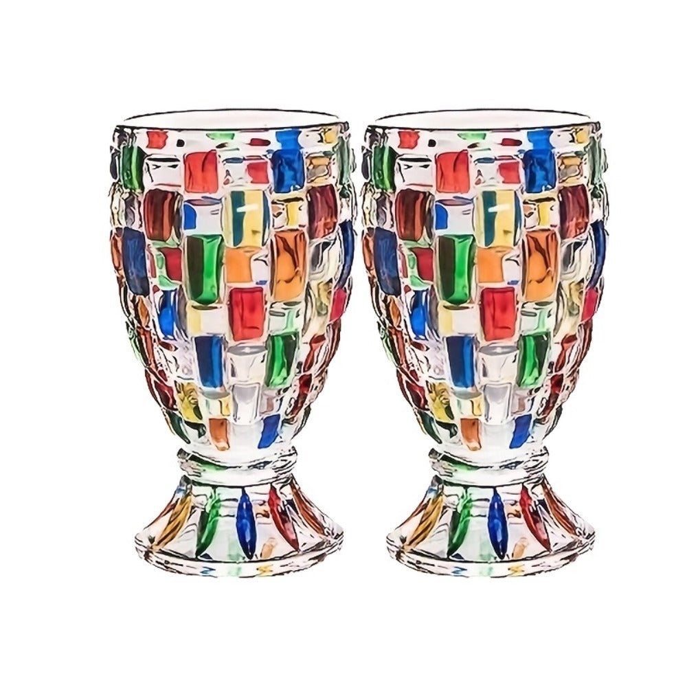 Colorful Geometric Rim Drinking Glasses Set – Shatterproof Wine Glasses for Champagne, Iced Tea & Cocktails – Dishwasher Safe – Perfect Gift for Christmas, Valentine's Day & Partie - product image 5