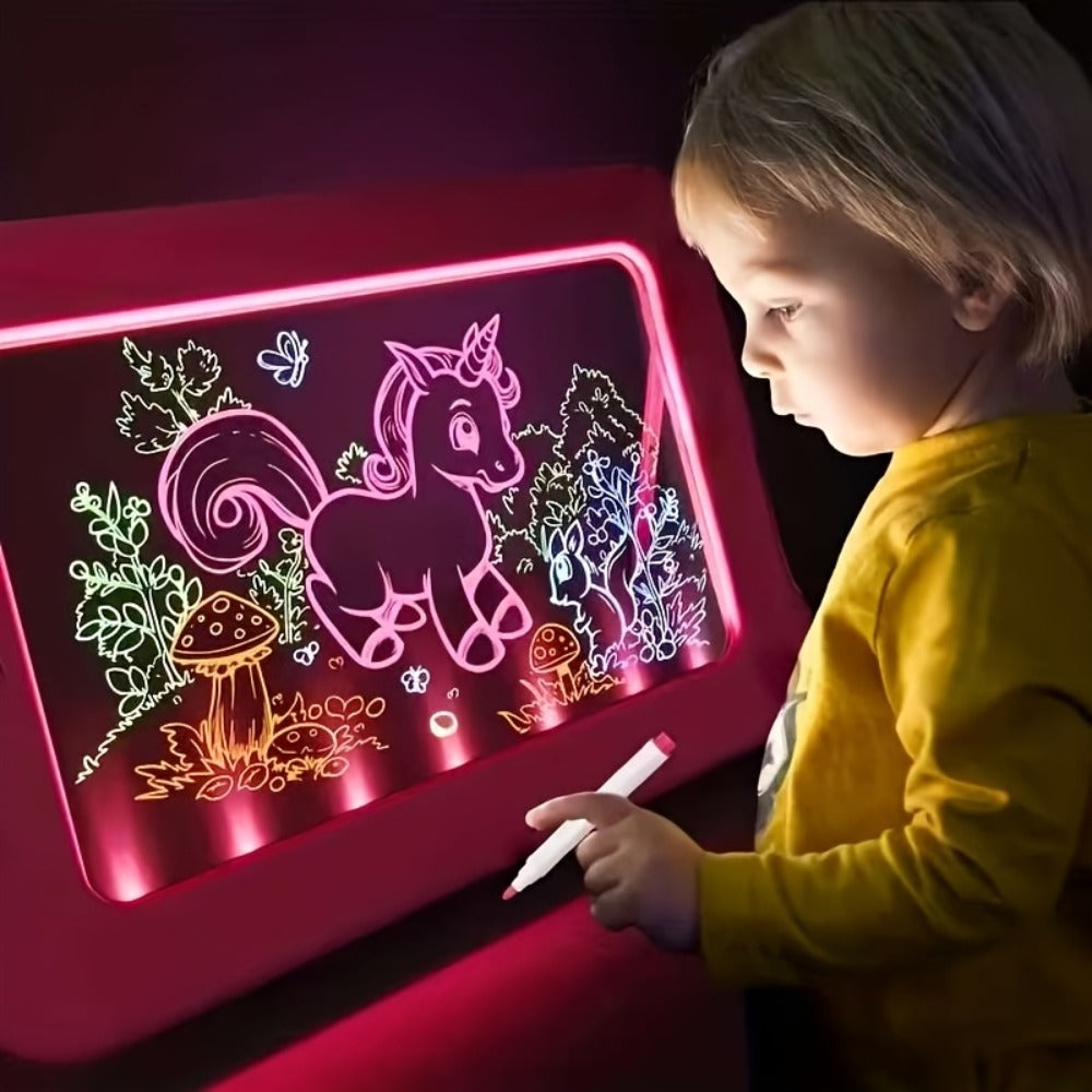 Magic LED Drawing Board for Kids with 15 Double-Sided Tracing Cards & 6 Washable Markers – Perfect Christmas & Birthday Gift – Light Up Luminous Art Board for - product image