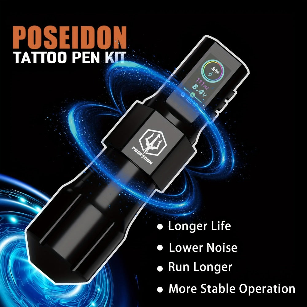 Professional Tattoo Machine Kit Wireless with LED Display - LTK08 Rotary Pen 20 Needles 11 Inks Practice Skin Carrying Bag Blue Soap Complete Tattoo Supply Set for Artists & Beginn - product image 6