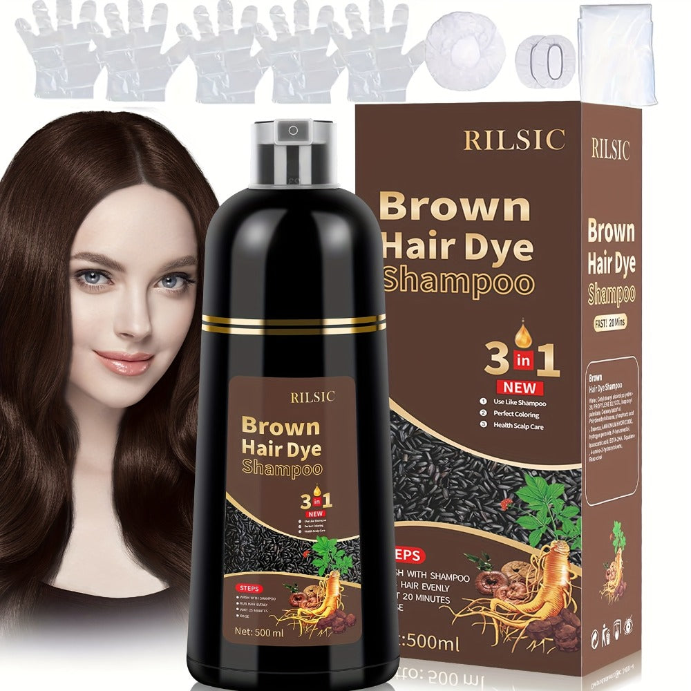 Gray Hair Coverage Shampoo 3-in-1 Hair Dye Shampoo 3-Pack | Herbal Natural Formula Color in Minutes | Long-Lasting Black Brown Chestnut Brown | No Mixing Easy Home Hair Color for M - product image 14