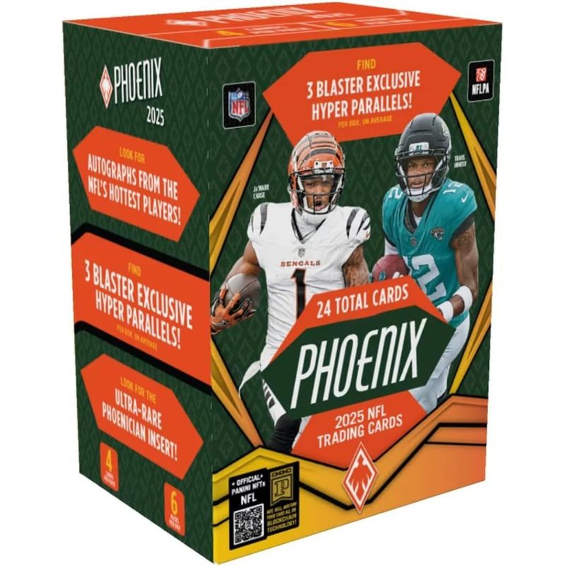 2025 Panini Phoenix Football NFL Blaster Box 24 Trading Cards Look for Autographs Hyper Parallels Phoenician Inserts 6 Toploaders StreetCards Magnet Blaster - product image 2