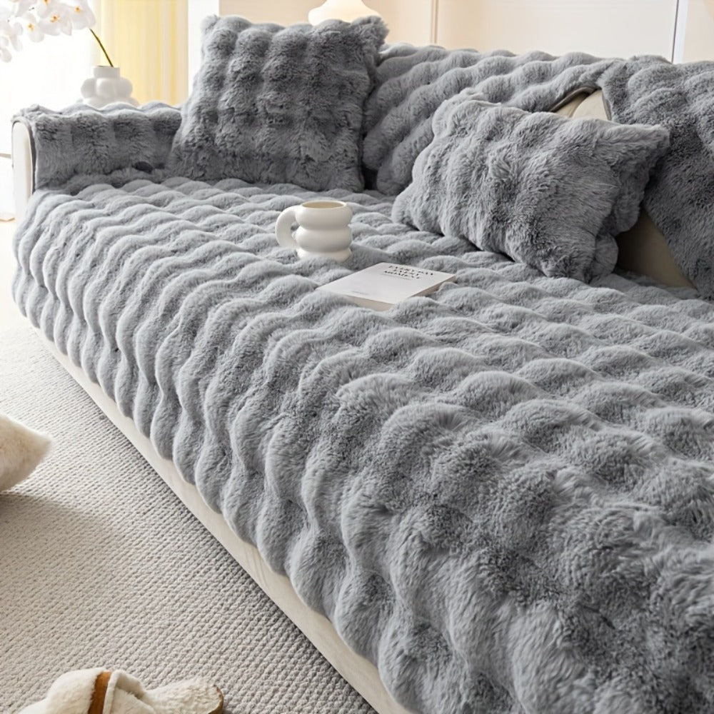 Faux Rabbit Plush Sofa Cover Winter Warm Thickened Anti-Slip Pet Friendly Cushion Protector for Living Room Bedroom Office 1 2 3 4 Seater - product image 12
