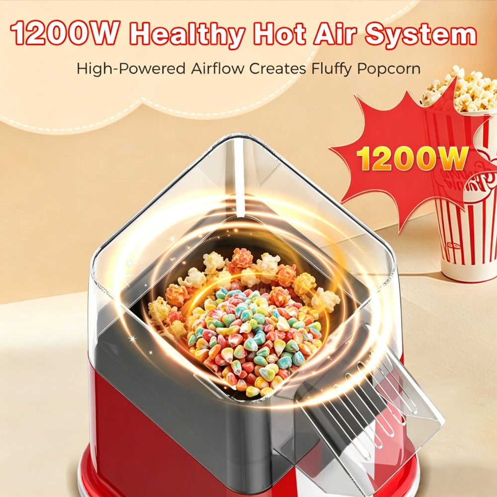 Hot Air Popcorn Popper Maker 16 Cups – Oil-Free Electric Popcorn Machine with Measuring Cup for Kernels & Butter Melting, Healthy Family Snack - product image 2
