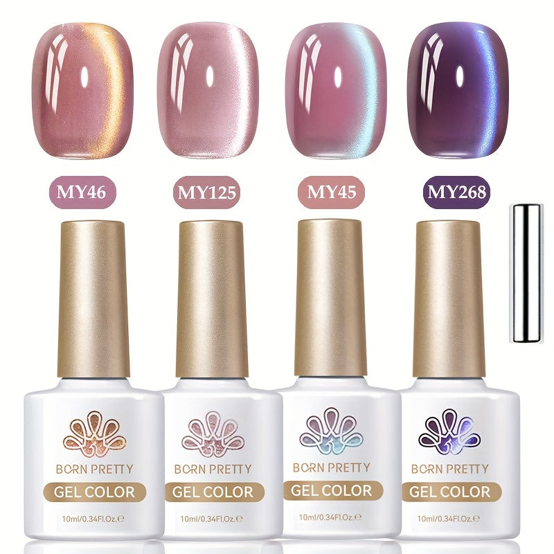 Cat Eye Gel Polish Set 4pcs Hyacinth Purple Jelly Glass — Magnetic Soak-Off UV LED Gel Nail Polish Shiny Reflective Finish for Salon & Home Nail Art Women, 10ml Each Bottle - product image 11