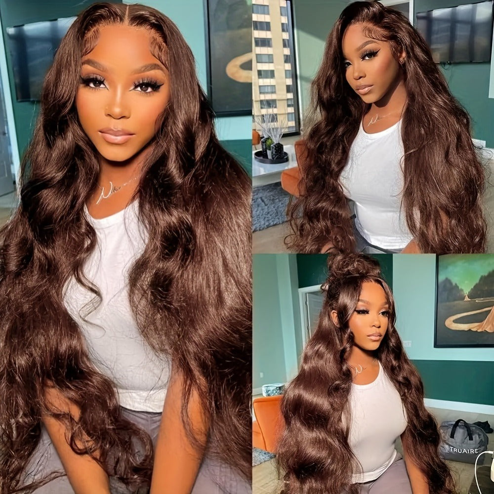 Body Wave Lace Front Wig Synthetic Glueless Heavy Density 26-34 Inch | Dark Brown Red Orange-Red Black Long Wavy Women Daily Wear Party Cosplay - product image 4