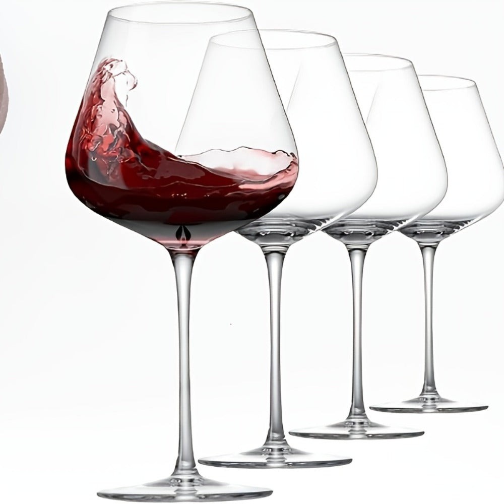 Hand Blown Red Wine Glasses Set of 4 – 23 Oz Crystal Burgundy Wine Glass with Long Stem – Unique Handcrafted Glassware Gift for Wedding, Anniversary, Christmas, Housewarming – Clea - product image